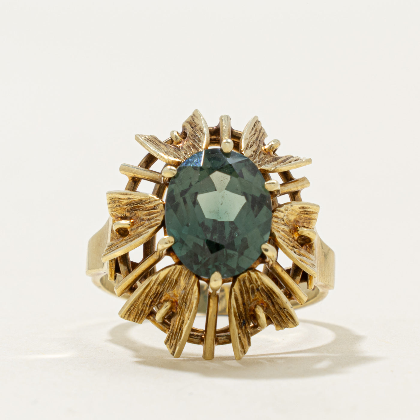 14k Synthetic Spinel Floral Cocktail Ring | 3.00ct | SZ 7.25