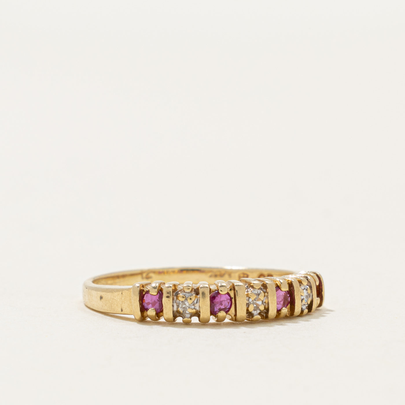 Semi Eternity Ruby & Diamond Ring | 0.15ctw, 0.03ctw | SZ 8.25