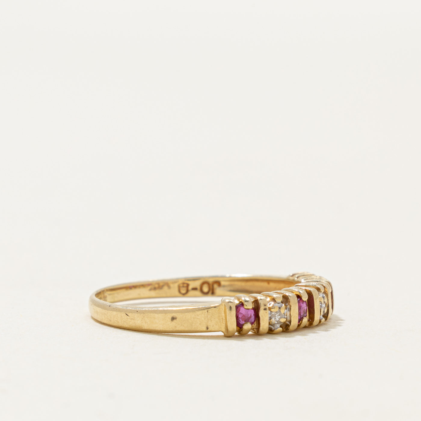 Semi Eternity Ruby & Diamond Ring | 0.15ctw, 0.03ctw | SZ 8.25