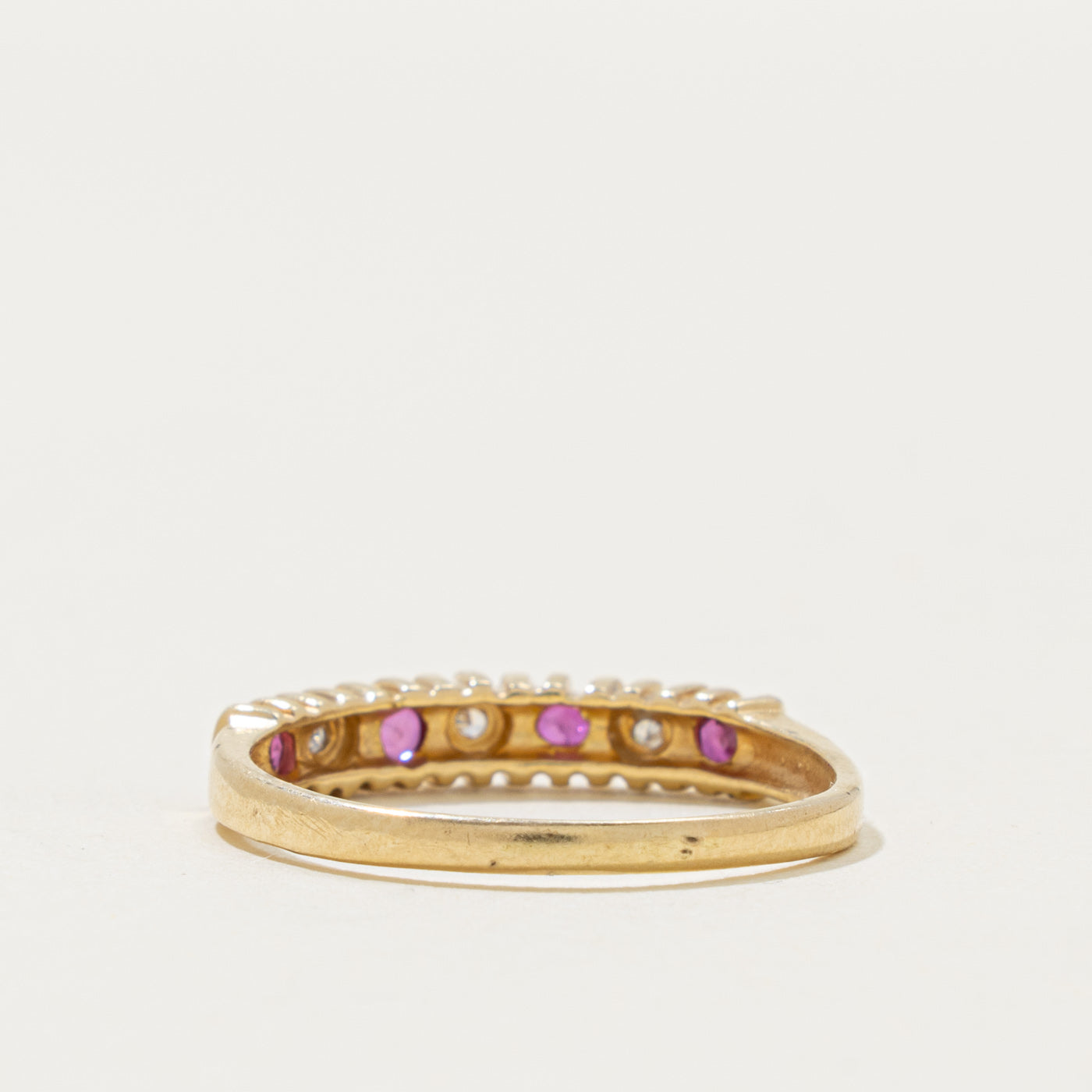 Semi Eternity Ruby & Diamond Ring | 0.15ctw, 0.03ctw | SZ 8.25