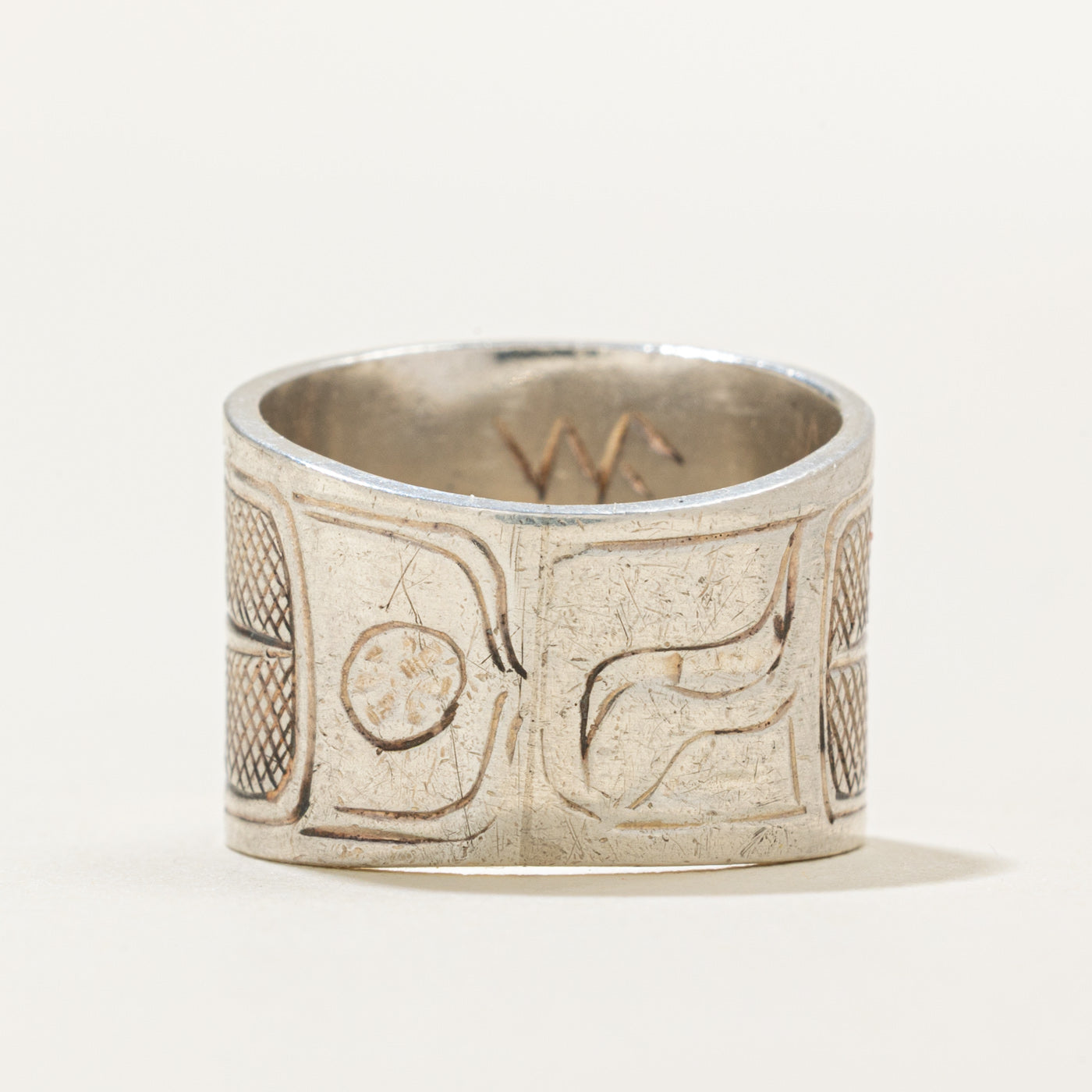 Sterling Silver & 14k Indigenous Carved Eagle Ring | SZ 3.5