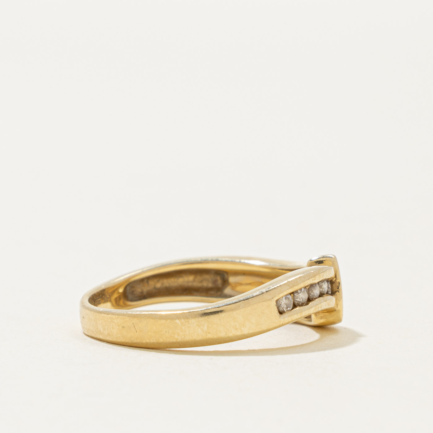 14k Mother of Pearl Inlay & Diamond Ring | 0.15ctw, 0.10ctw | SZ 7.25