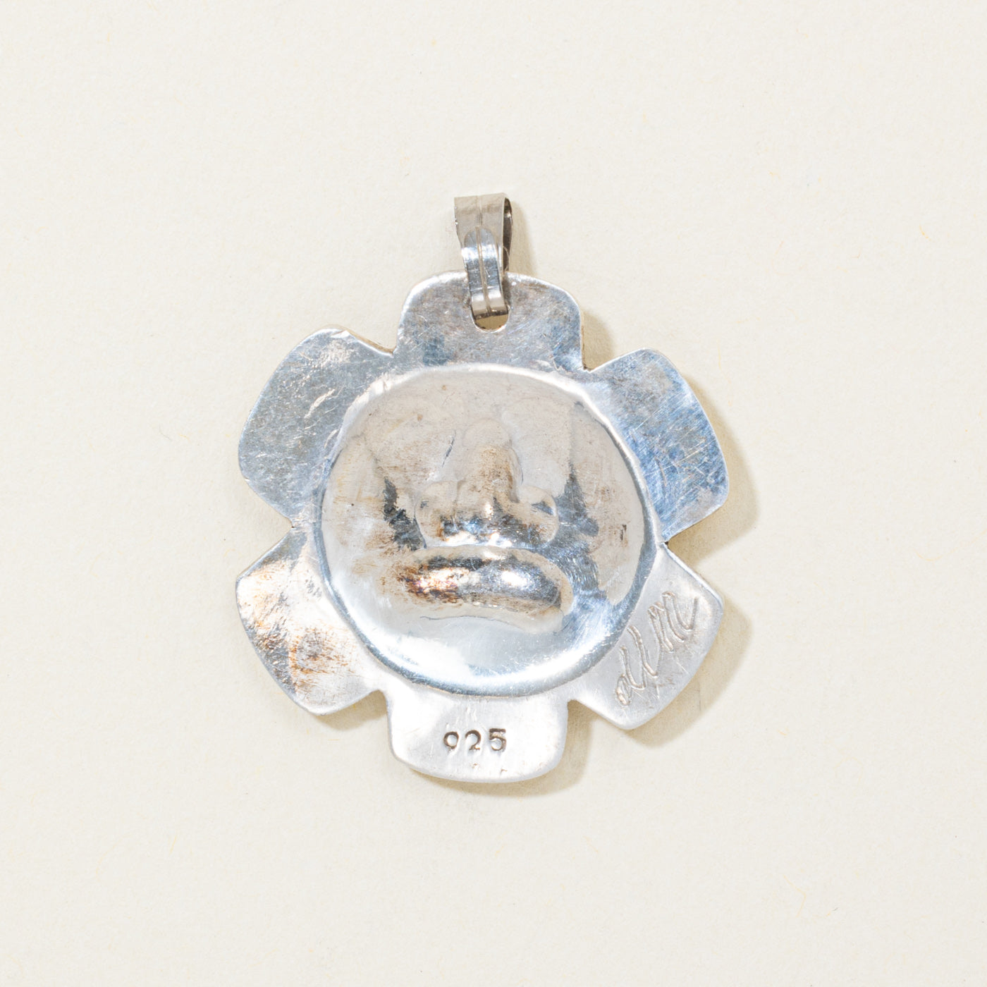 Sterling Silver Indigenous Carved Sun Pendant