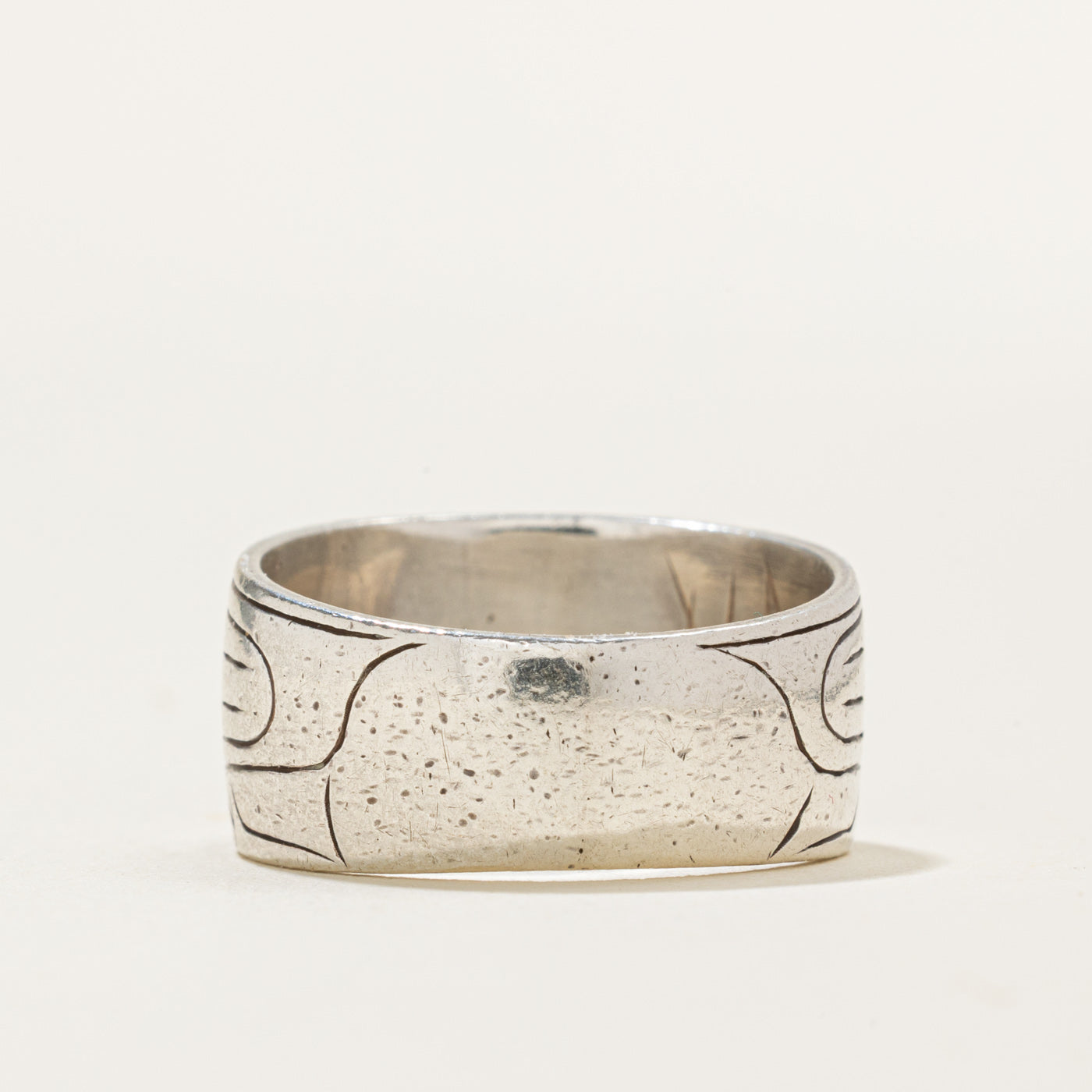 'Nancy Dawson' Sterling Silver & 14k Yellow Gold Indigenous Carved Eagle Ring | SZ 7.5