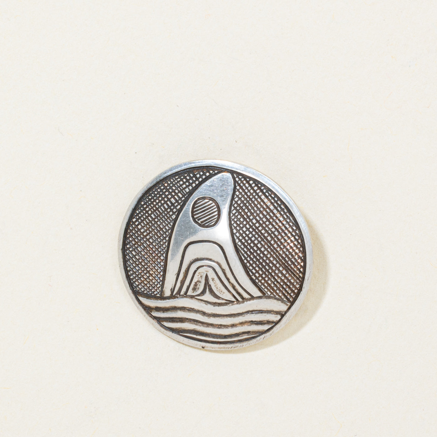 'Lyle Wilson' Sterling Silver Indigenous Carved Orca Pendant