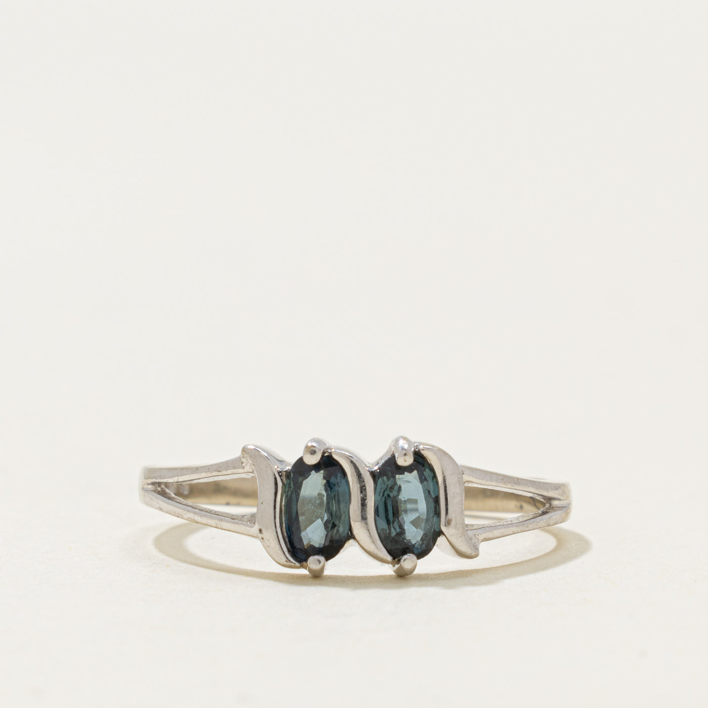 14k Two Stone Sapphire Open Shank Ring | 0.35ctw | SZ 8