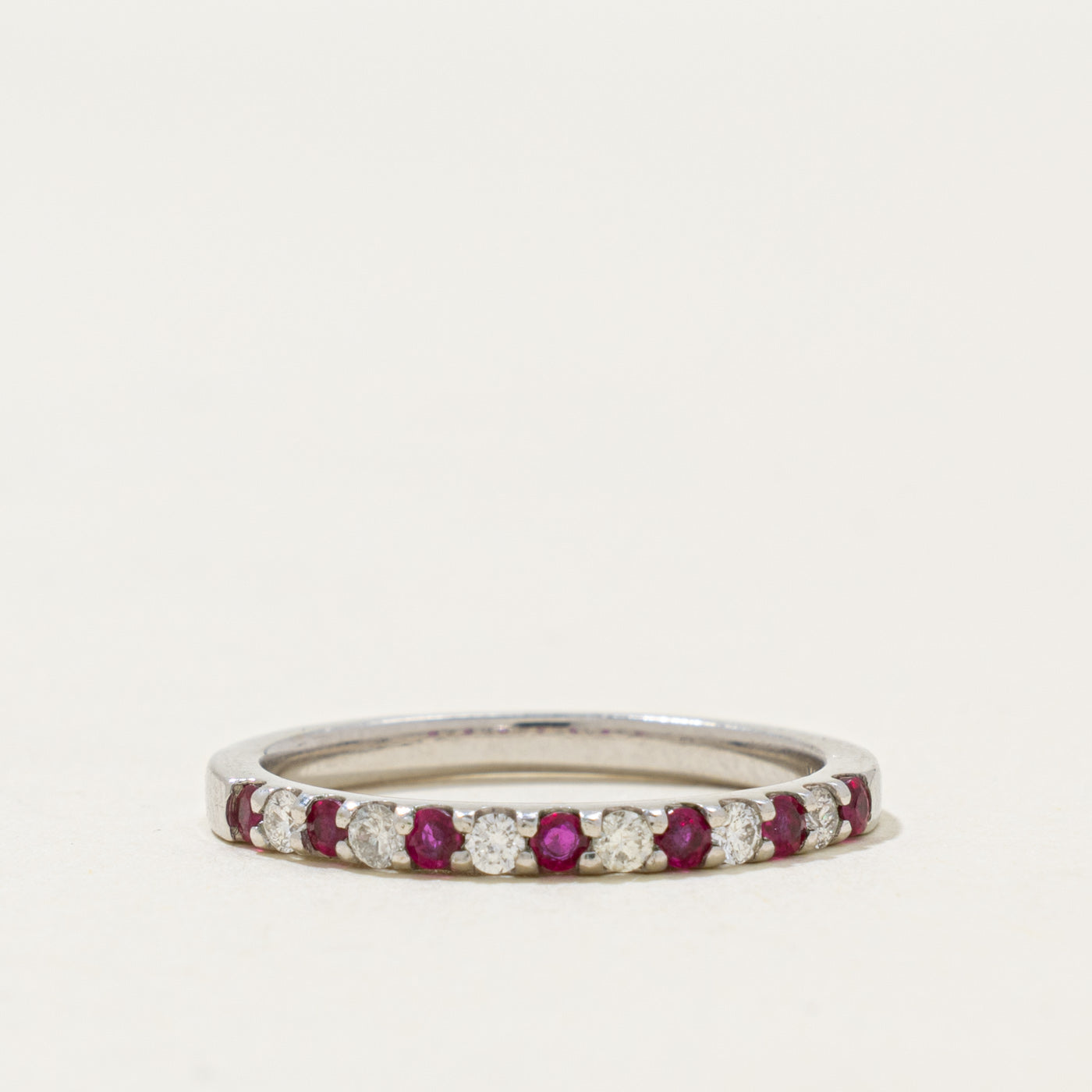 14k Semi Eternity Ruby & Diamond Ring | 0.18ctw, 0.18ctw | 2.00mm | SZ 7.25