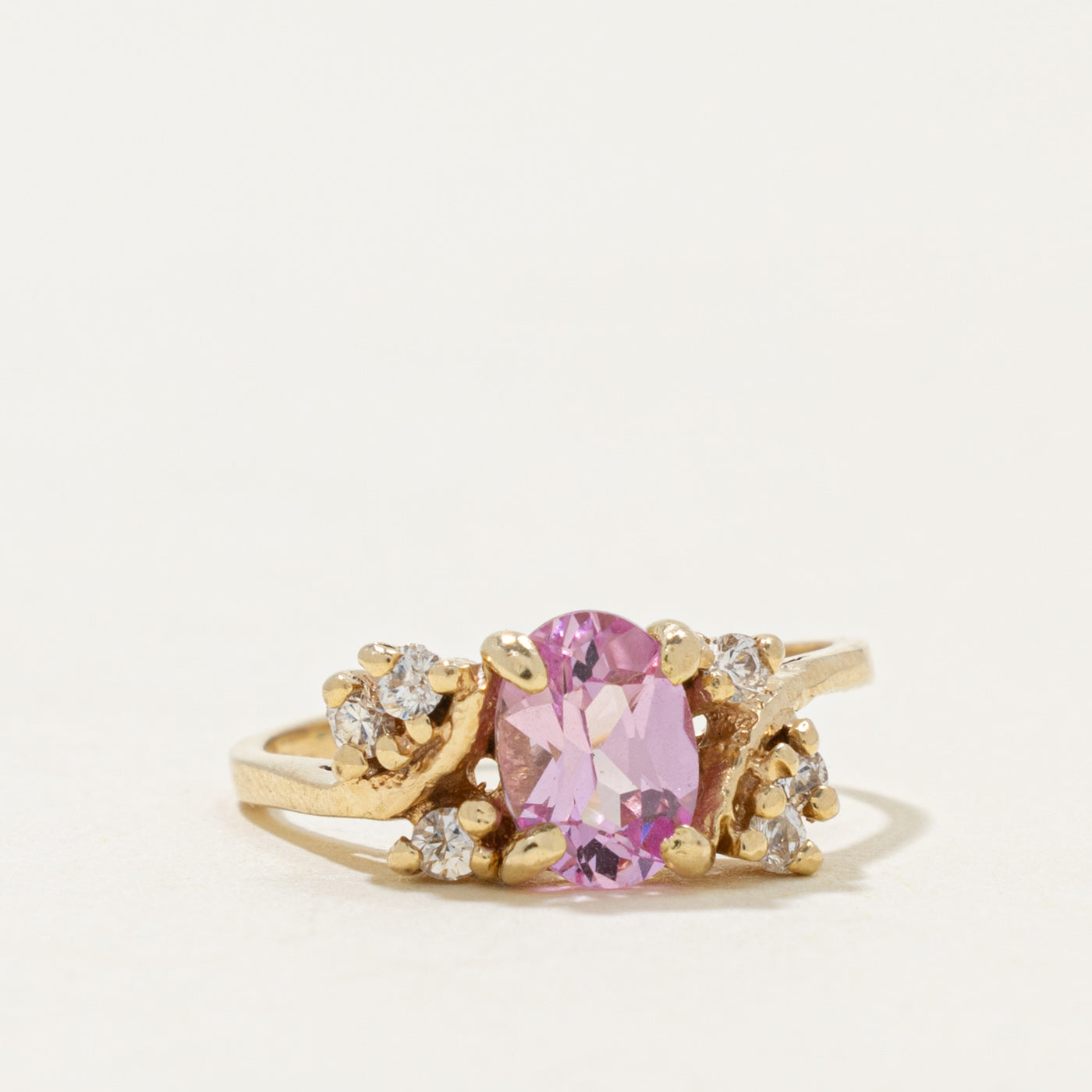 14k Synthetic Sapphire & Diamond Accented Ring | 0.90ct, 0.10ctw | SZ 4.25
