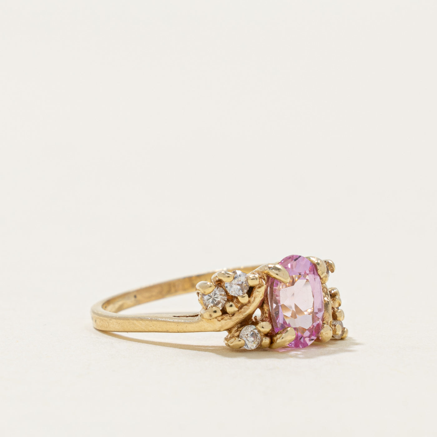 14k Synthetic Sapphire & Diamond Accented Ring | 0.90ct, 0.10ctw | SZ 4.25