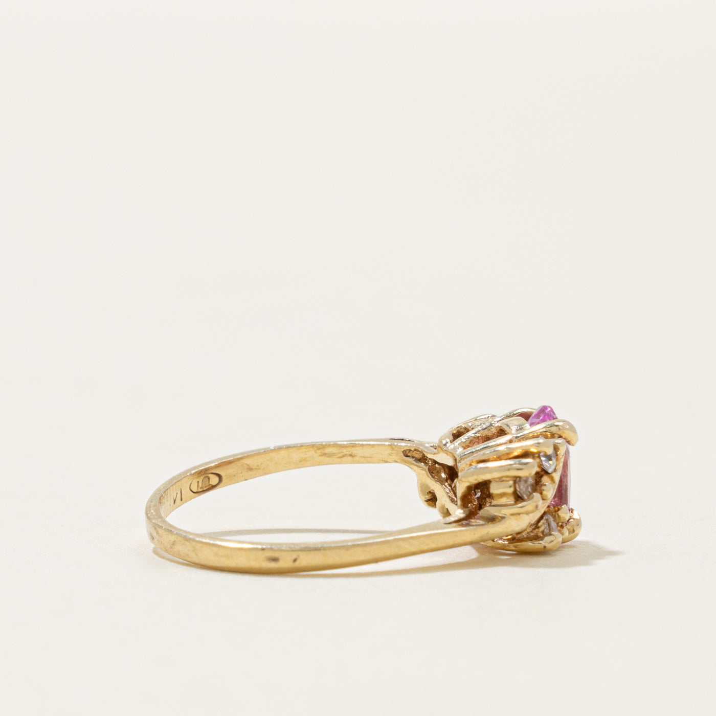 14k Synthetic Sapphire & Diamond Accented Ring | 0.90ct, 0.10ctw | SZ 4.25