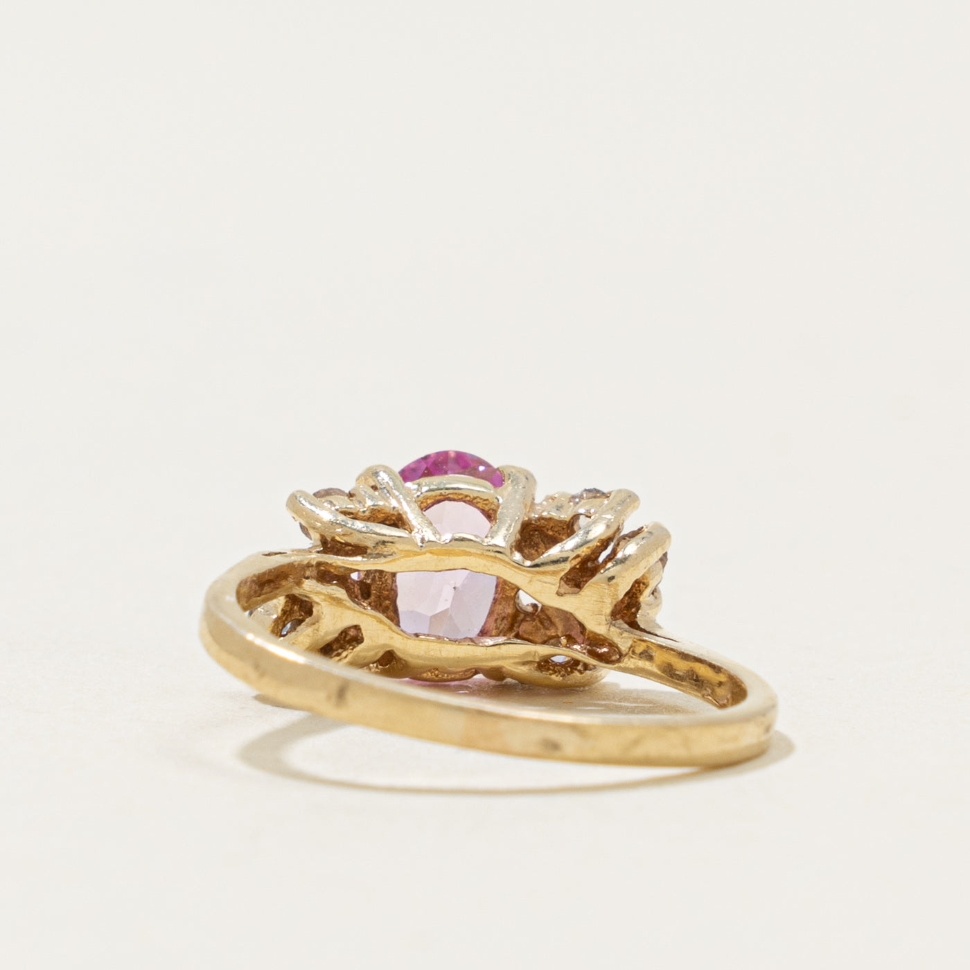 14k Synthetic Sapphire & Diamond Accented Ring | 0.90ct, 0.10ctw | SZ 4.25