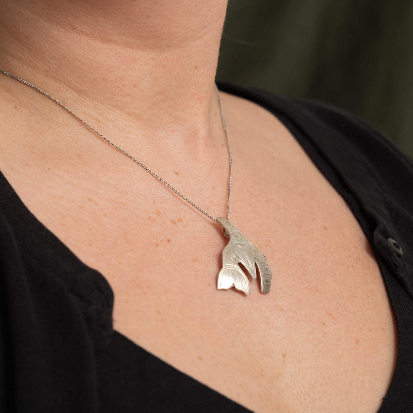 Sterling Silver Indigenous Orca Pendant