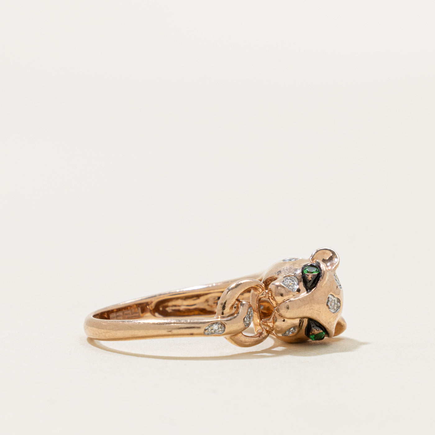 ‘Effy’ 14k Tsavorite Garnet & Diamond Panther Ring | 0.03ctw, 0.03ctw | SZ 7.25