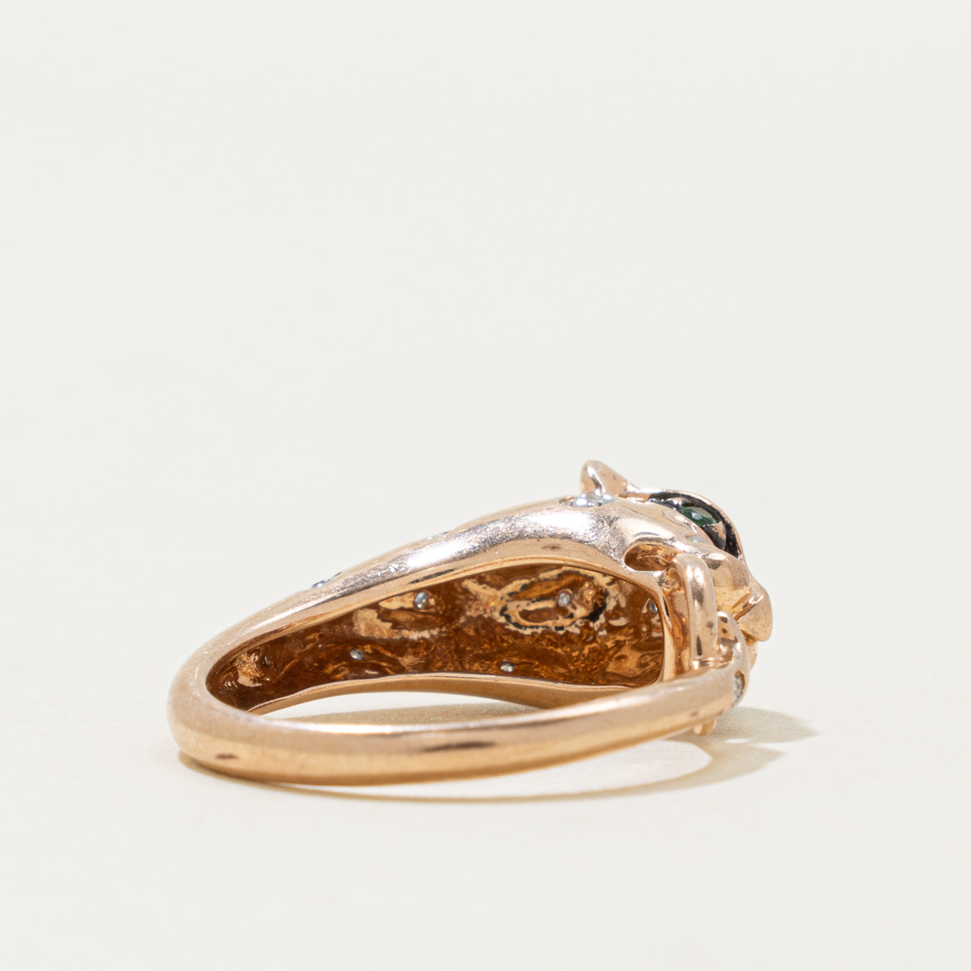 ‘Effy’ 14k Tsavorite Garnet & Diamond Panther Ring | 0.03ctw, 0.03ctw | SZ 7.25