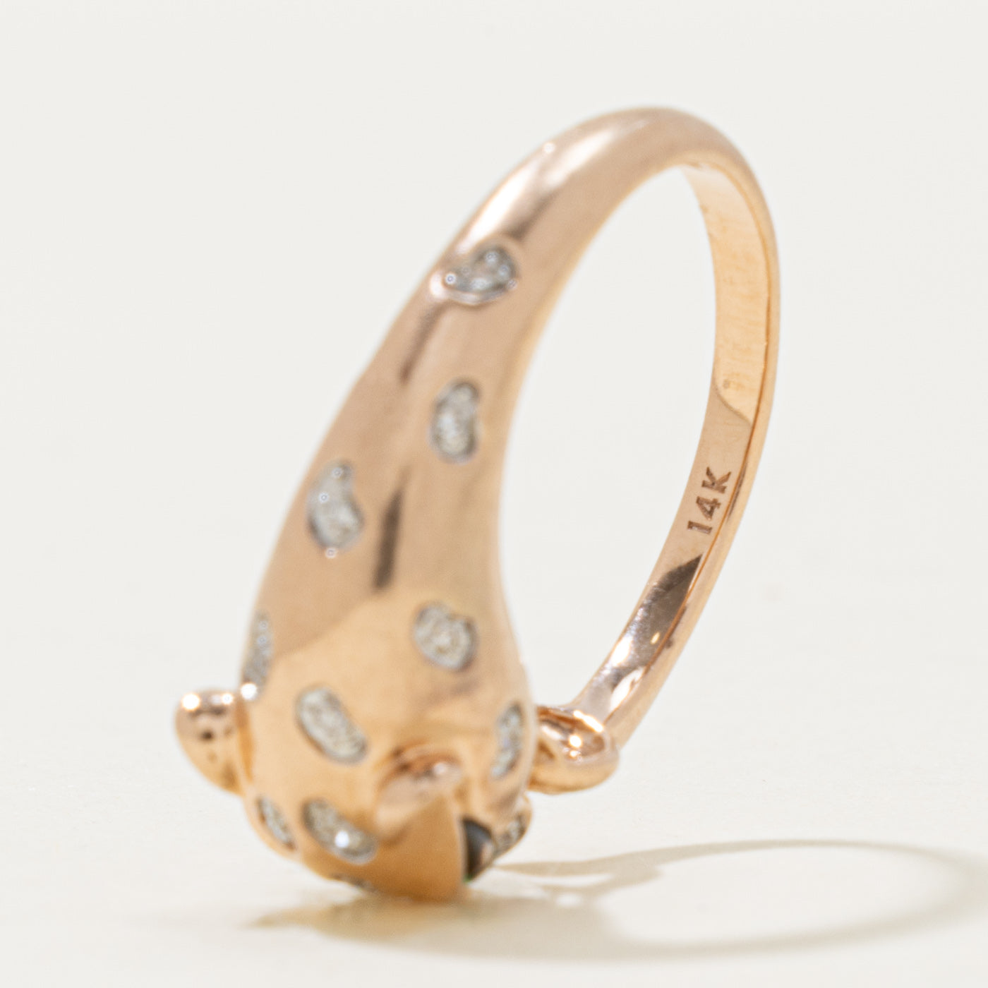 ‘Effy’ 14k Tsavorite Garnet & Diamond Panther Ring | 0.03ctw, 0.03ctw | SZ 7.25