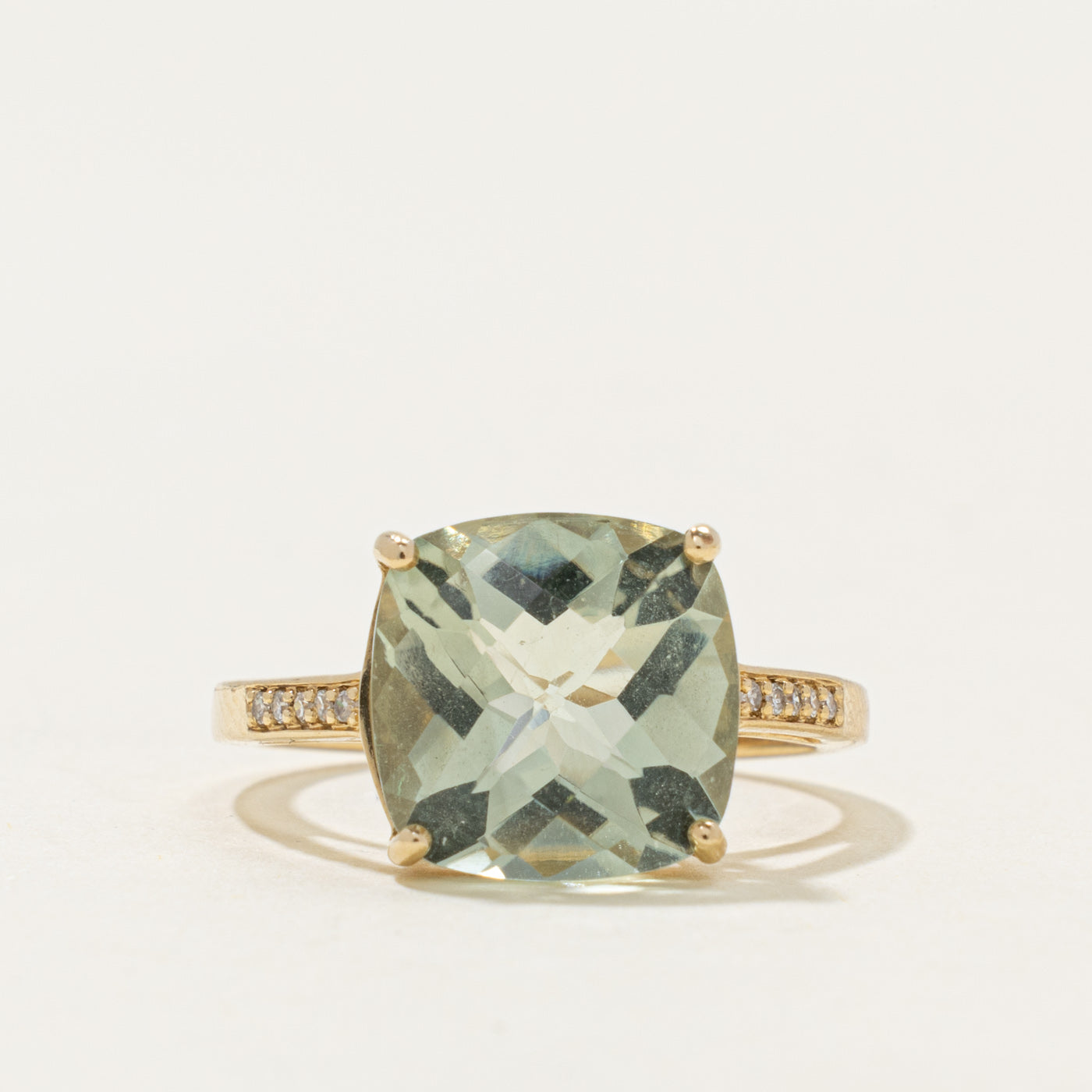 ‘Effy’ 14k Prasiolite & Diamond Ring | 4.00ct, 0.02ctw | SZ 7.25