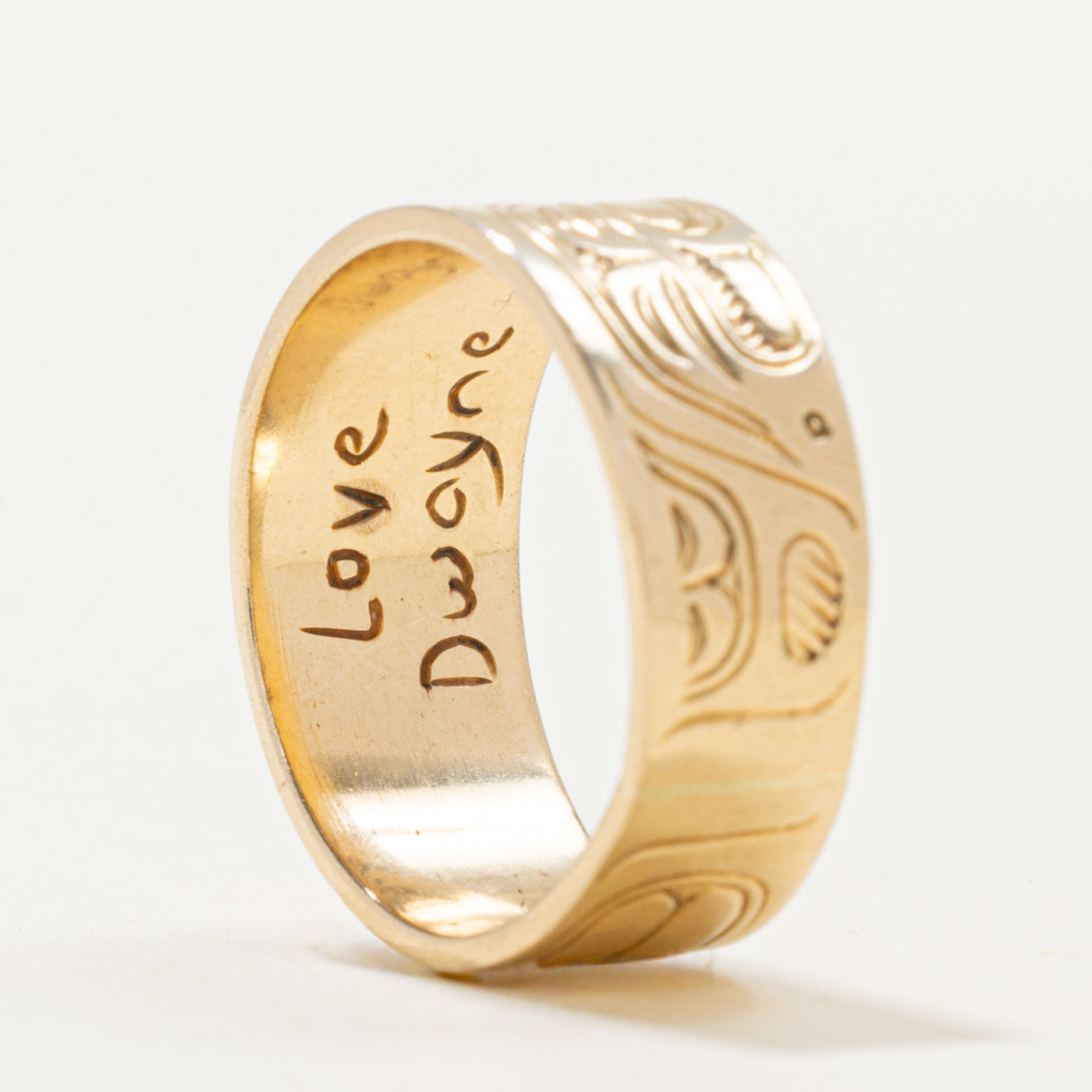 14k Yellow Gold Indigenous Carved Bird Ring | SZ 7.25