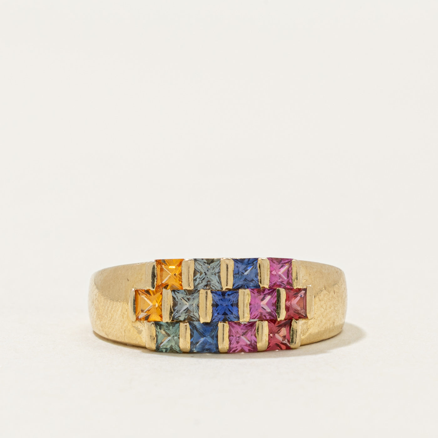 14k Multicolor Channel Set Sapphire Ring | 0.70ctw | SZ 7