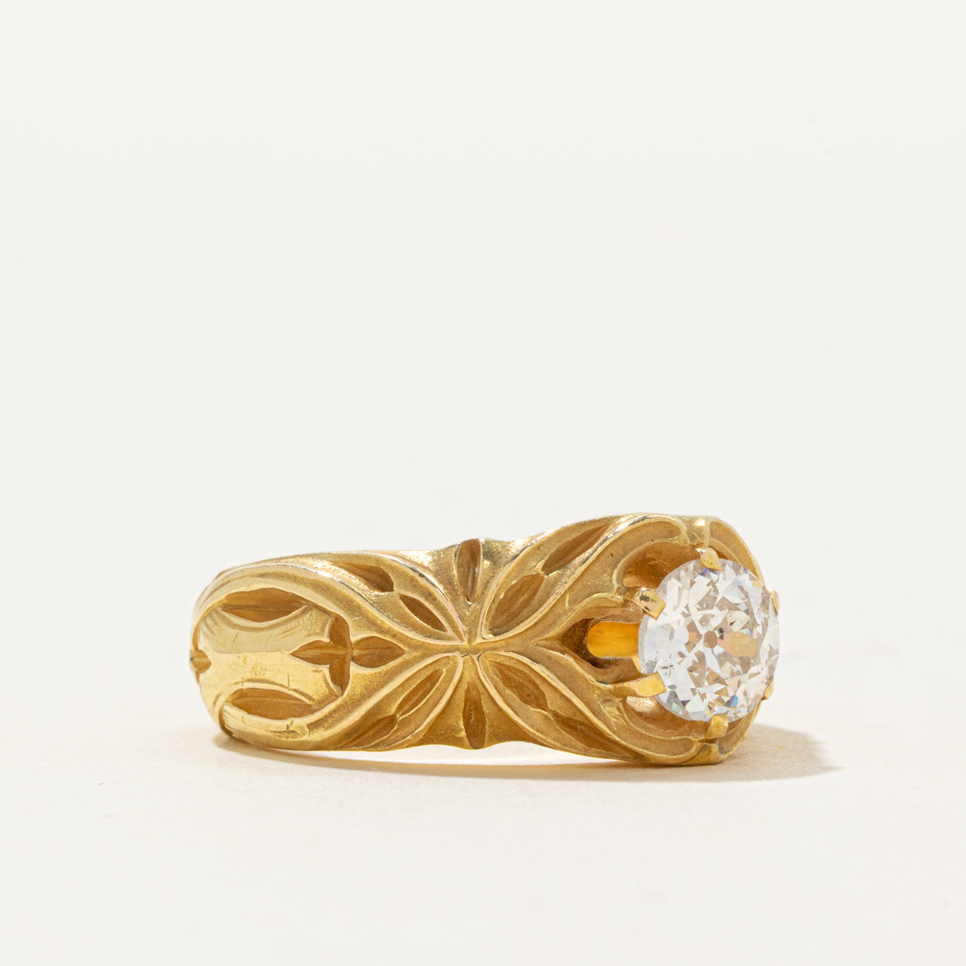 Art Nouveau Old European Diamond Openwork Ring | 0.88ct SI2 I/J | SZ 5.25