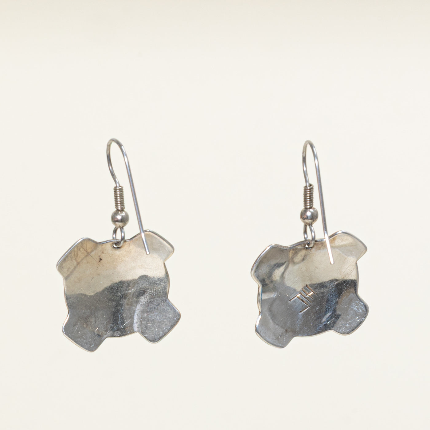 'Travis Henry' Sterling Silver Indigenous Carved Moon Earrings