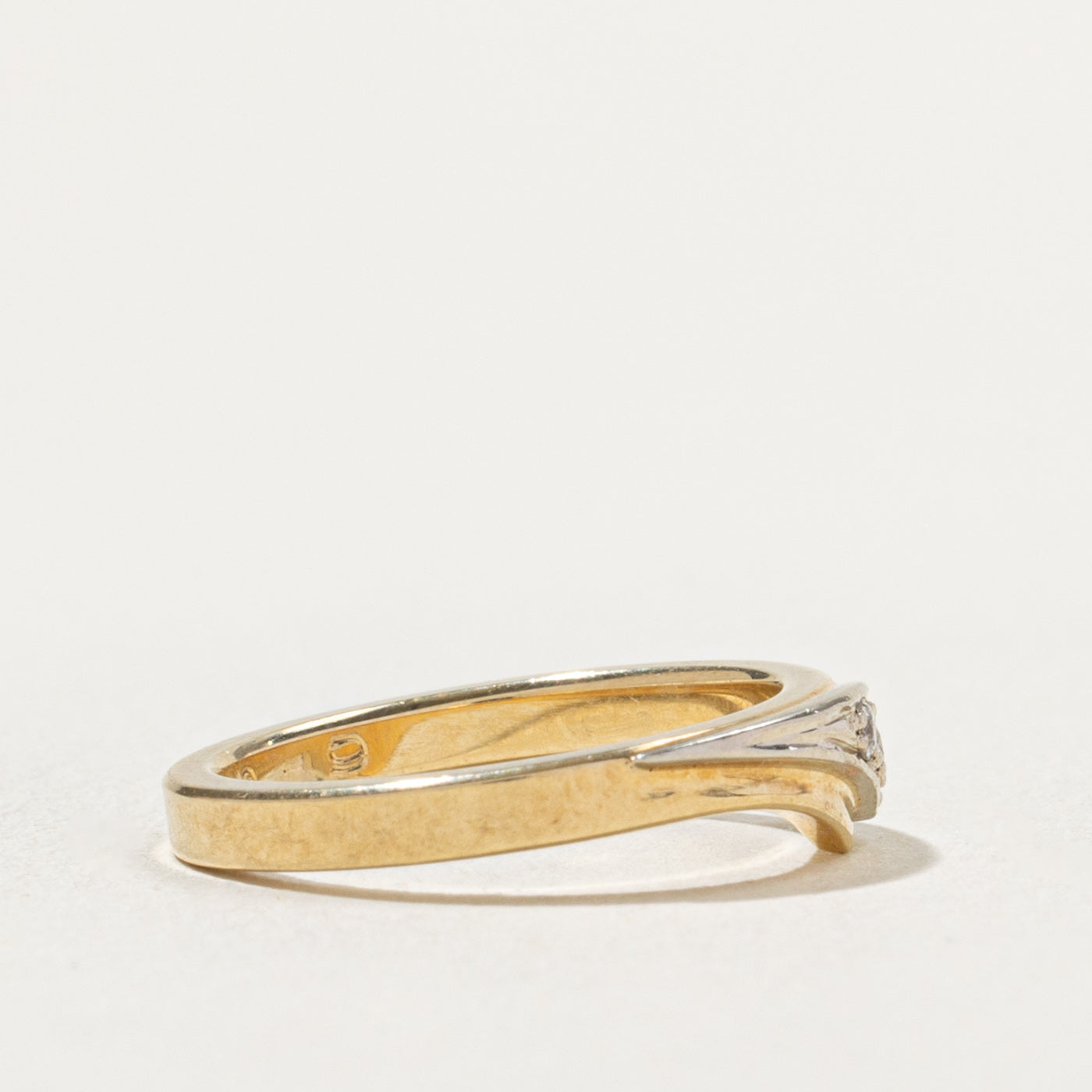 14k Three Stone Diamond Geometric Ring | SZ 4