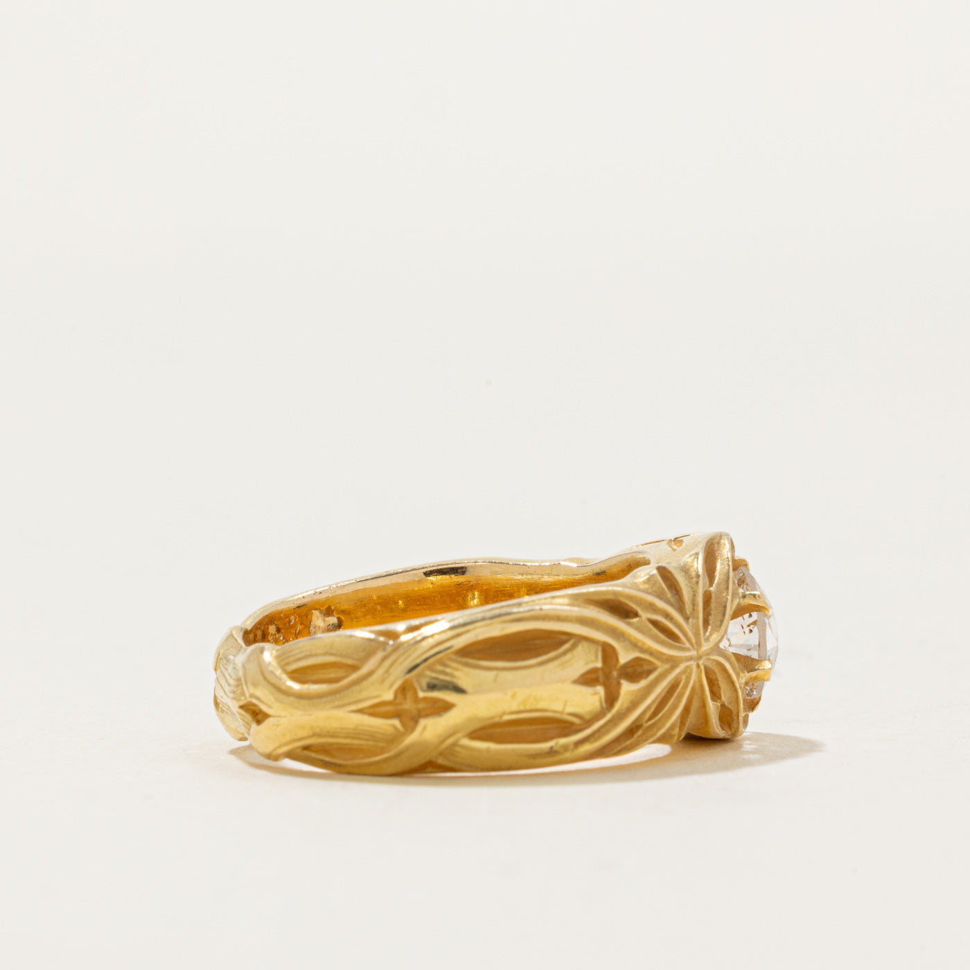 Art Nouveau Old European Diamond Openwork Ring | 0.88ct SI2 I/J | SZ 5.25