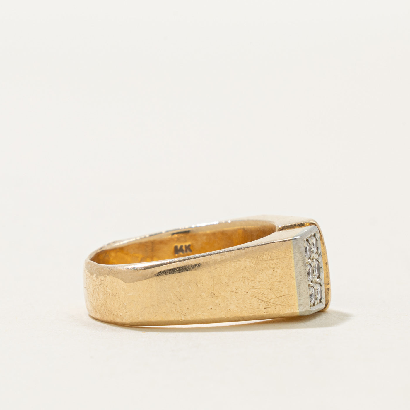 14k Lapis & Diamond Geometric Signet Ring | 0.35ct, 0.12ctw | SZ 6