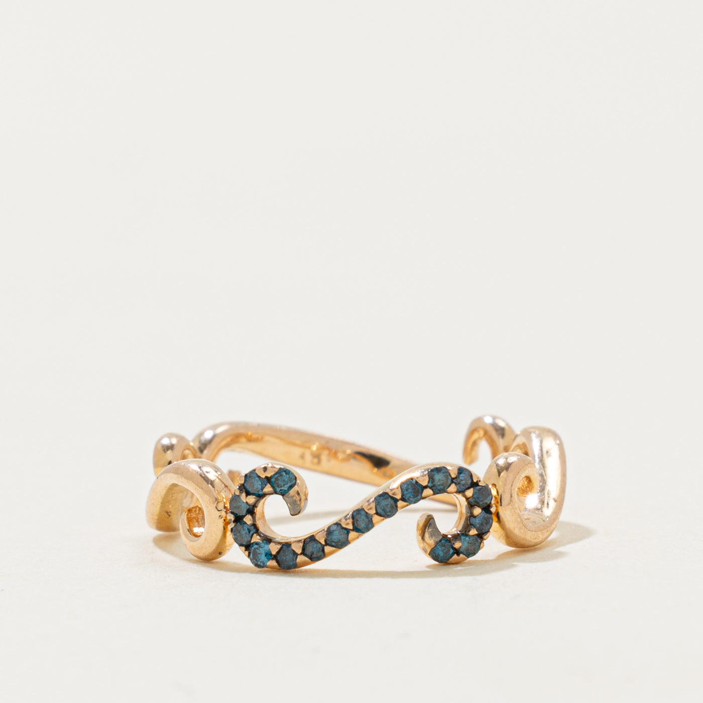 18k Blue Diamond Scrollwork Ring | 0.05ctw | SZ 2.75