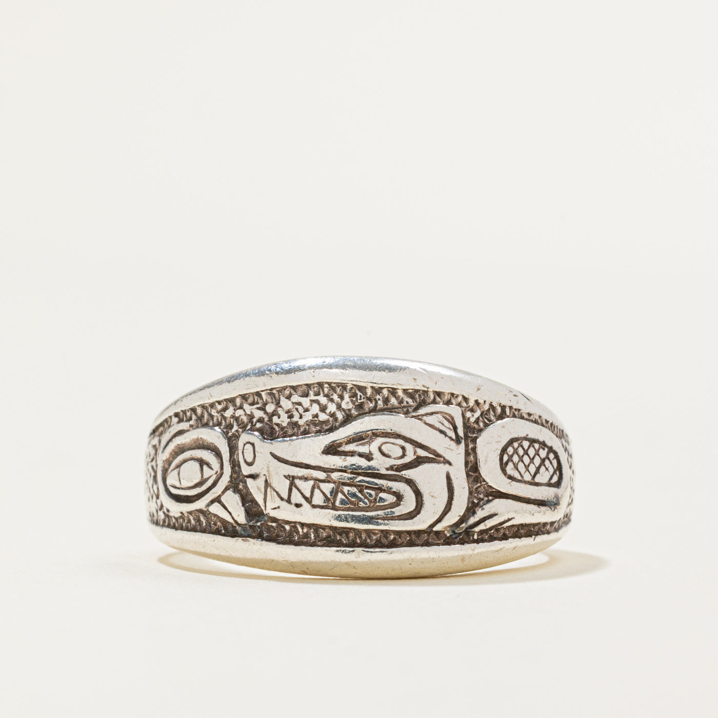 Sterling Silver Indigenous Bear Ring | SZ 9.5