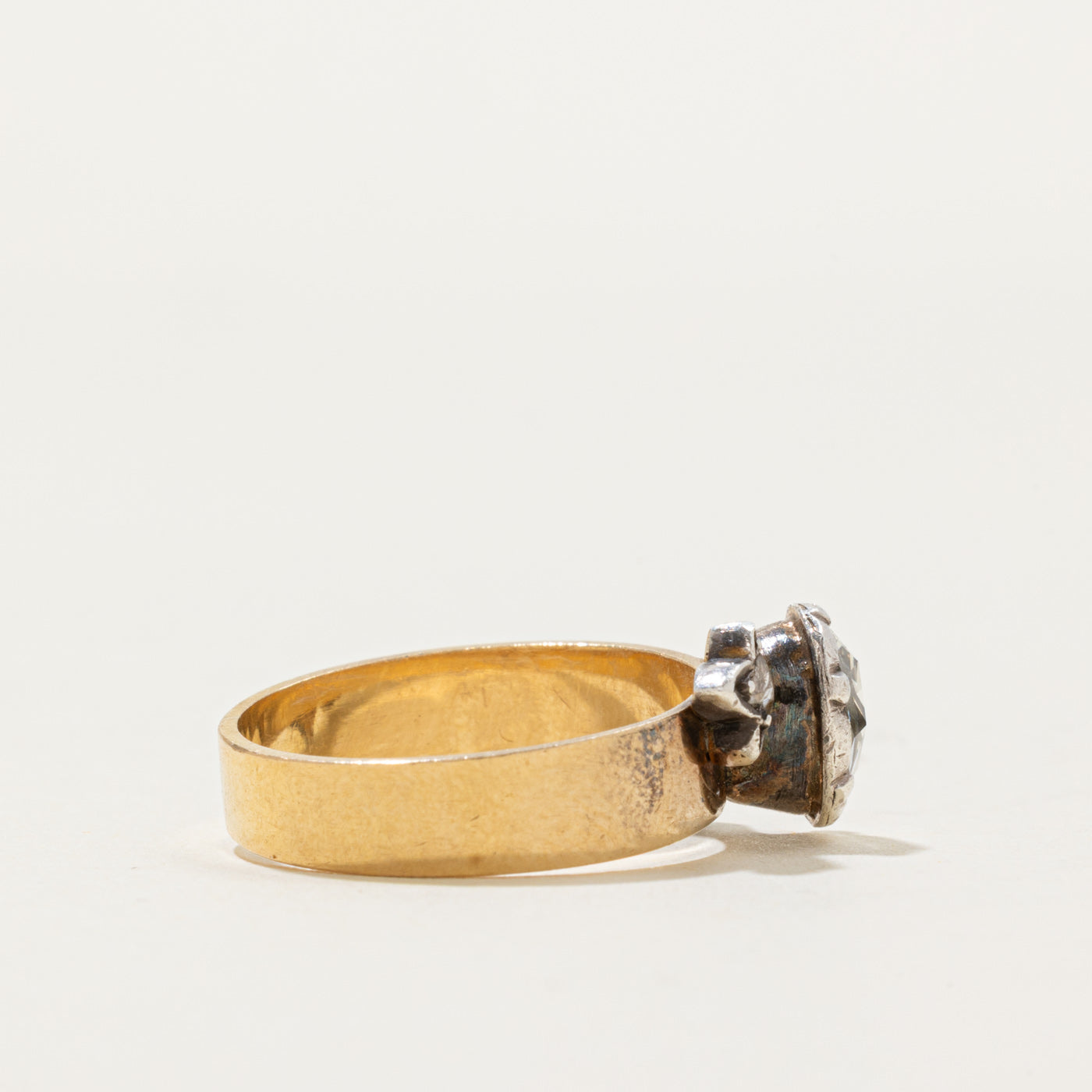Antique Rose Cut Diagonal Diamond Ring | 0.8ct SI2/I1 J/K, 0.07 ctw | SZ 7.25