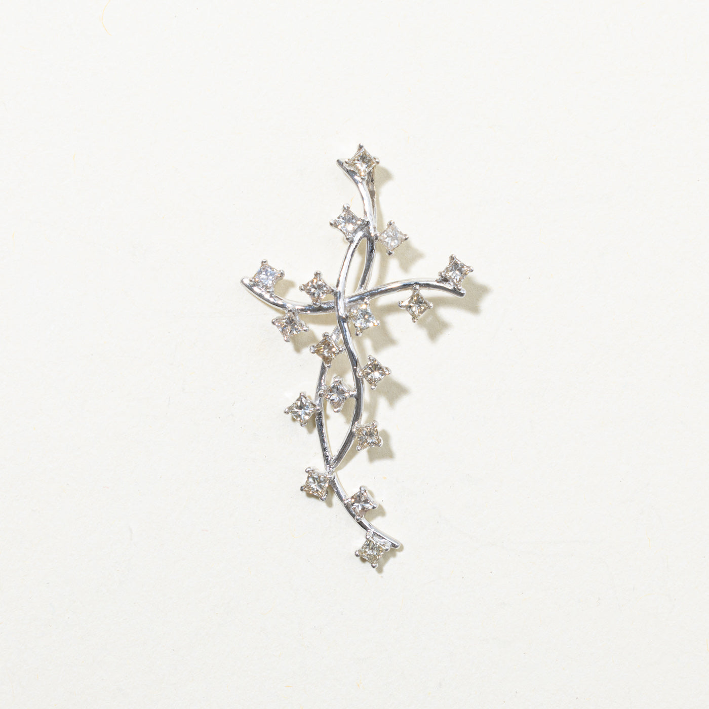 18k Scattered Diamond Ornate Cross Pendant | 1.19ctw