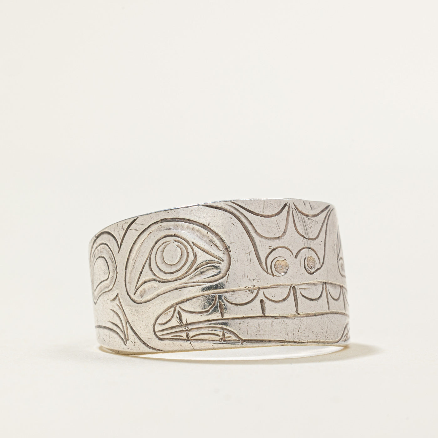 'Ray Dumont' Sterling Silver Indigenous Bear Ring | SZ 11.25