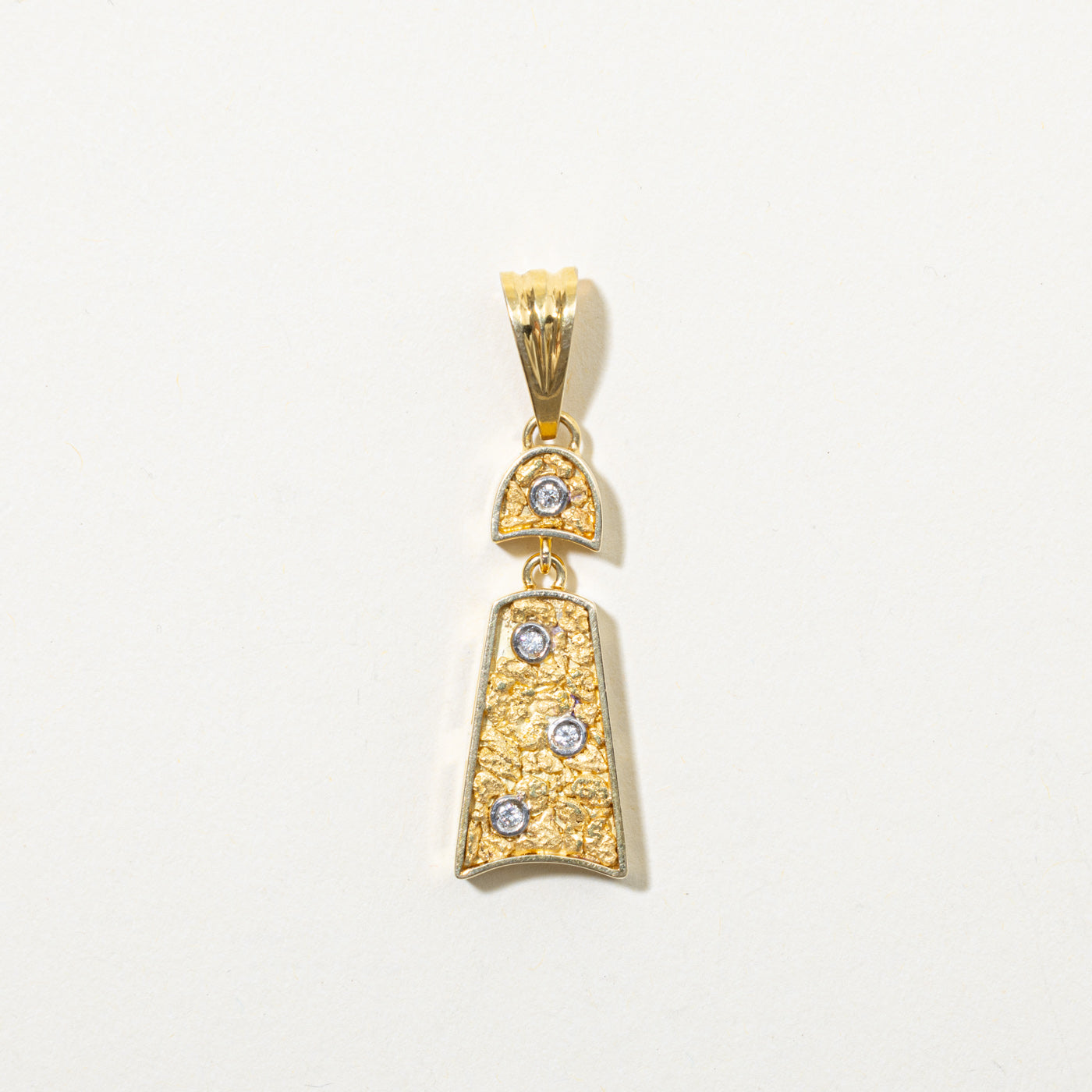 14k Diamond Nuggety Geometric Pendant | 0.08ctw