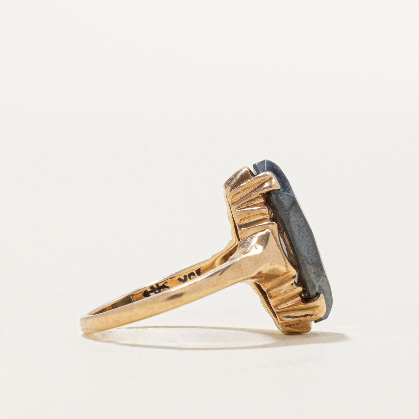 10k Solitaire Marquise Cut Hematite Ring | 3.00ct | SZ 4.75