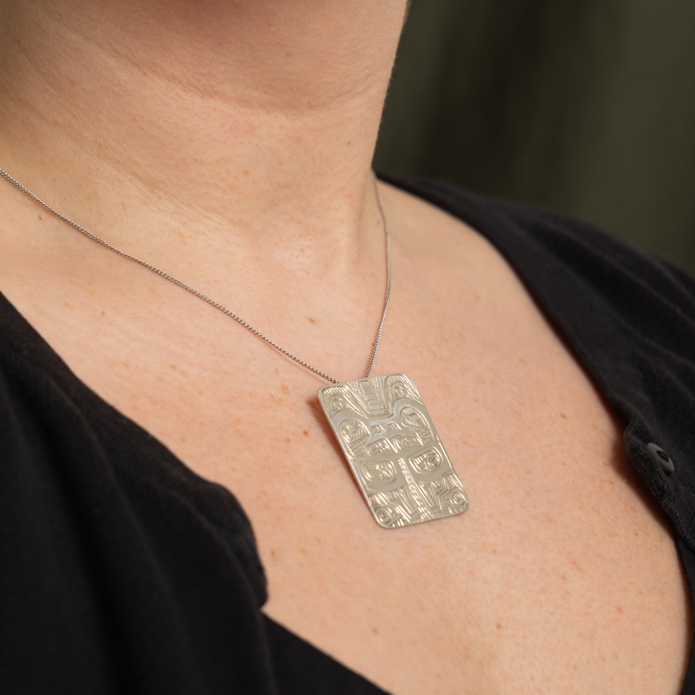 Sterling Silver Indigenous Carved Haida Eagle Pendant