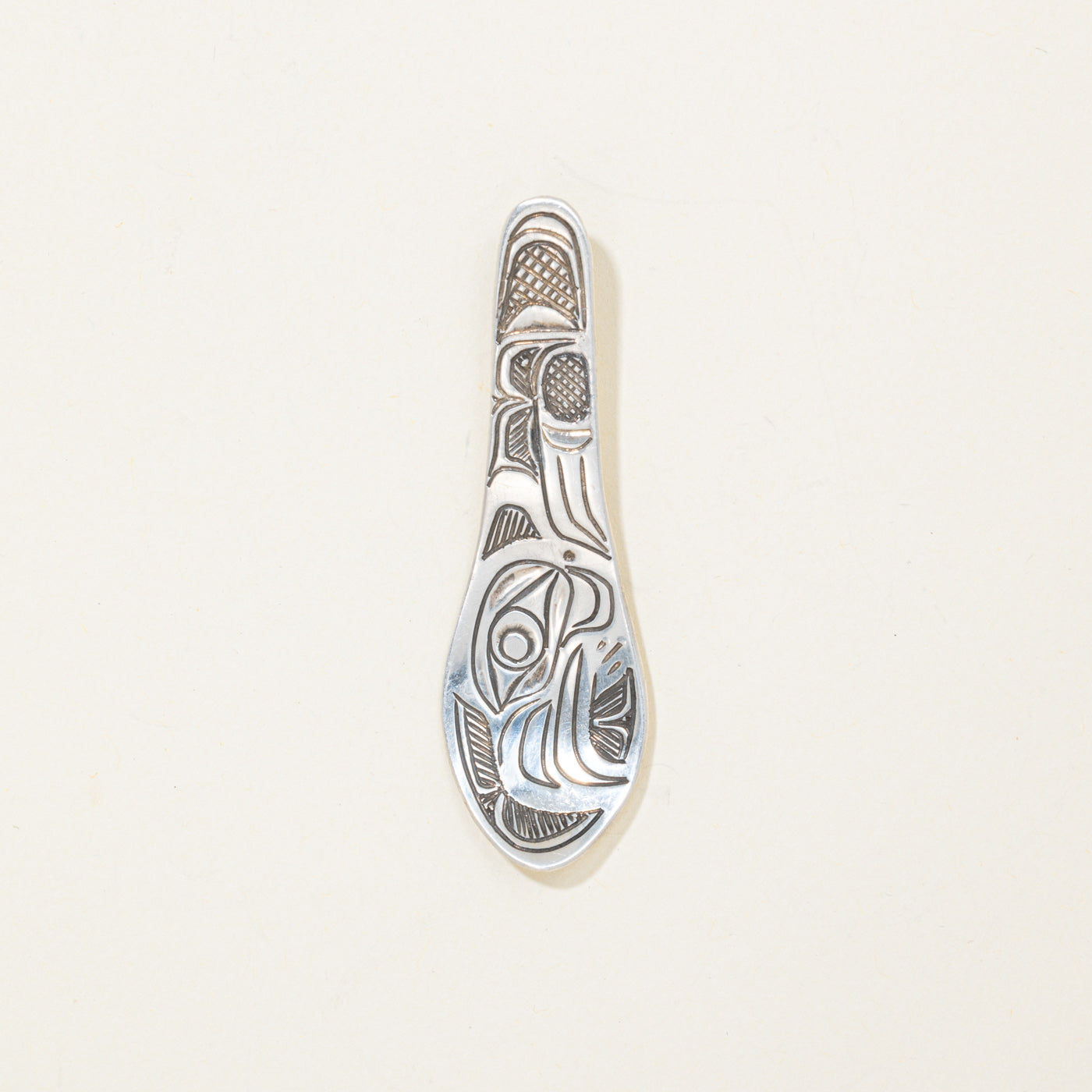 Sterling Silver Indigenous Carved Eagle Spoon Pendant