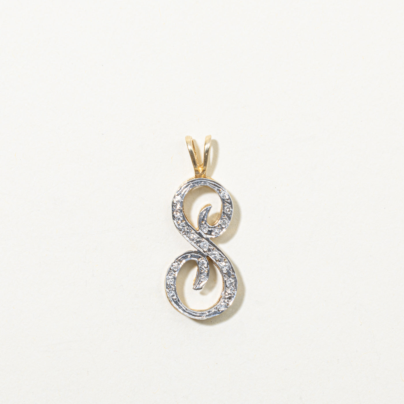 14k Diamond "S" Initial Pendant | 0.16ctw