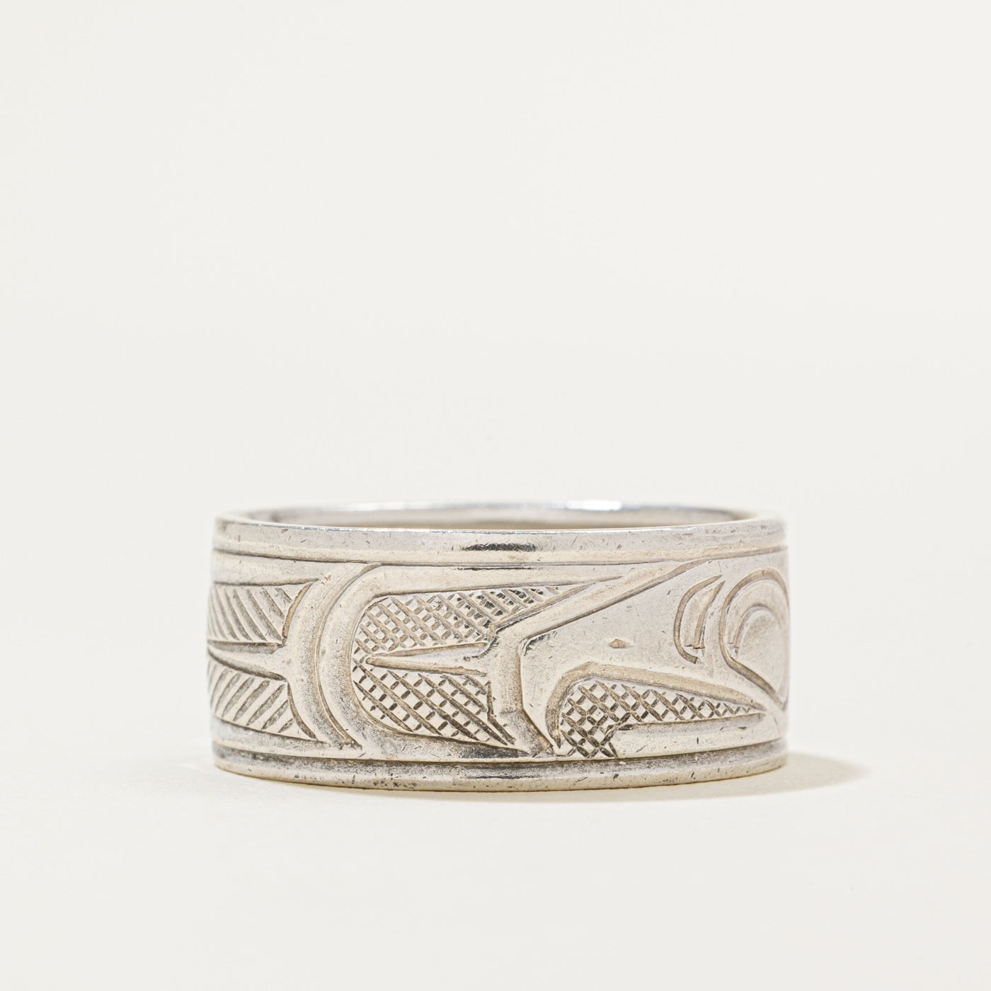 'Justin Rivard' Sterling Silver Indigenous Carved Eagle Ring | 9.9mm | SZ 10