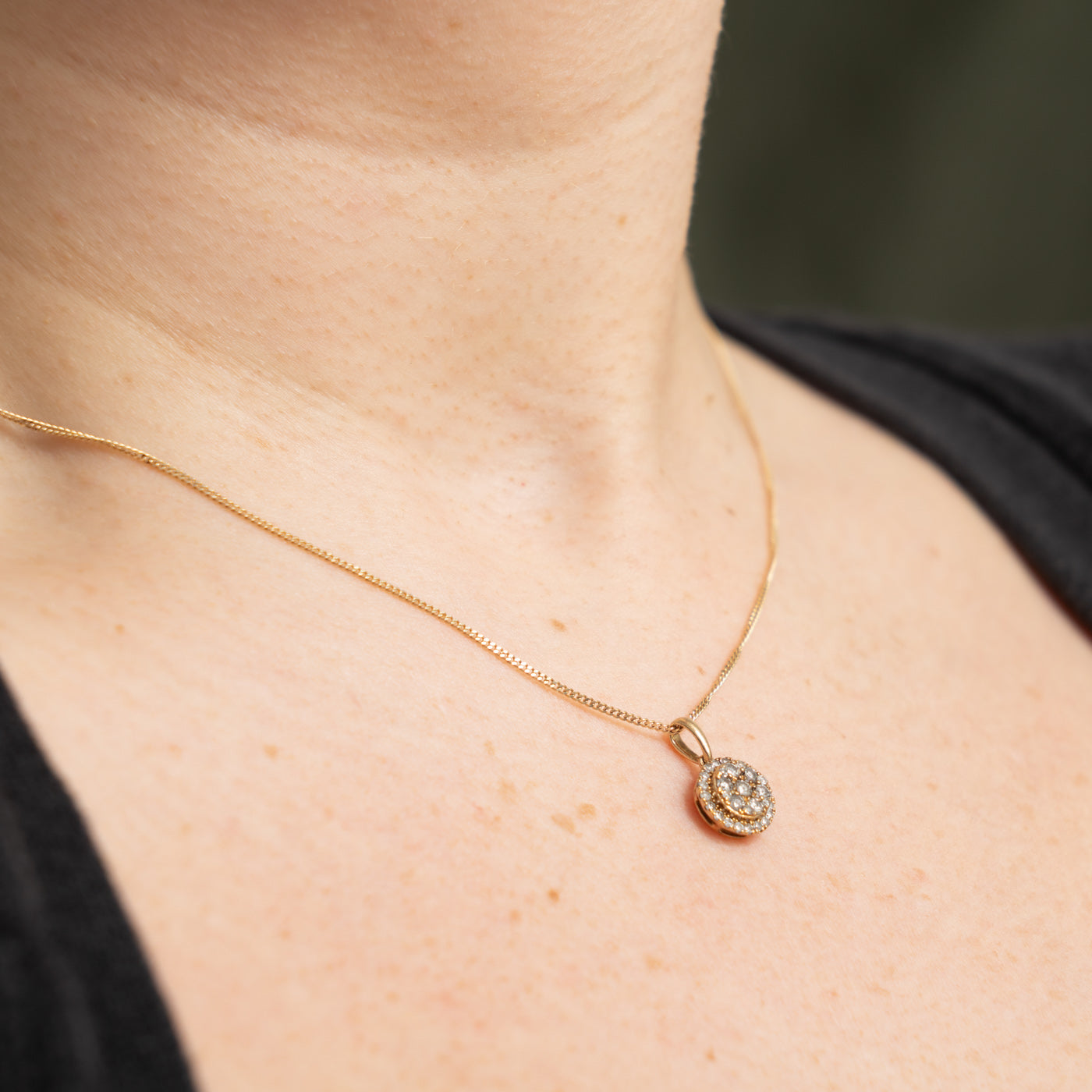 10k Diamond Circle Cluster Pendant | 0.50ctw