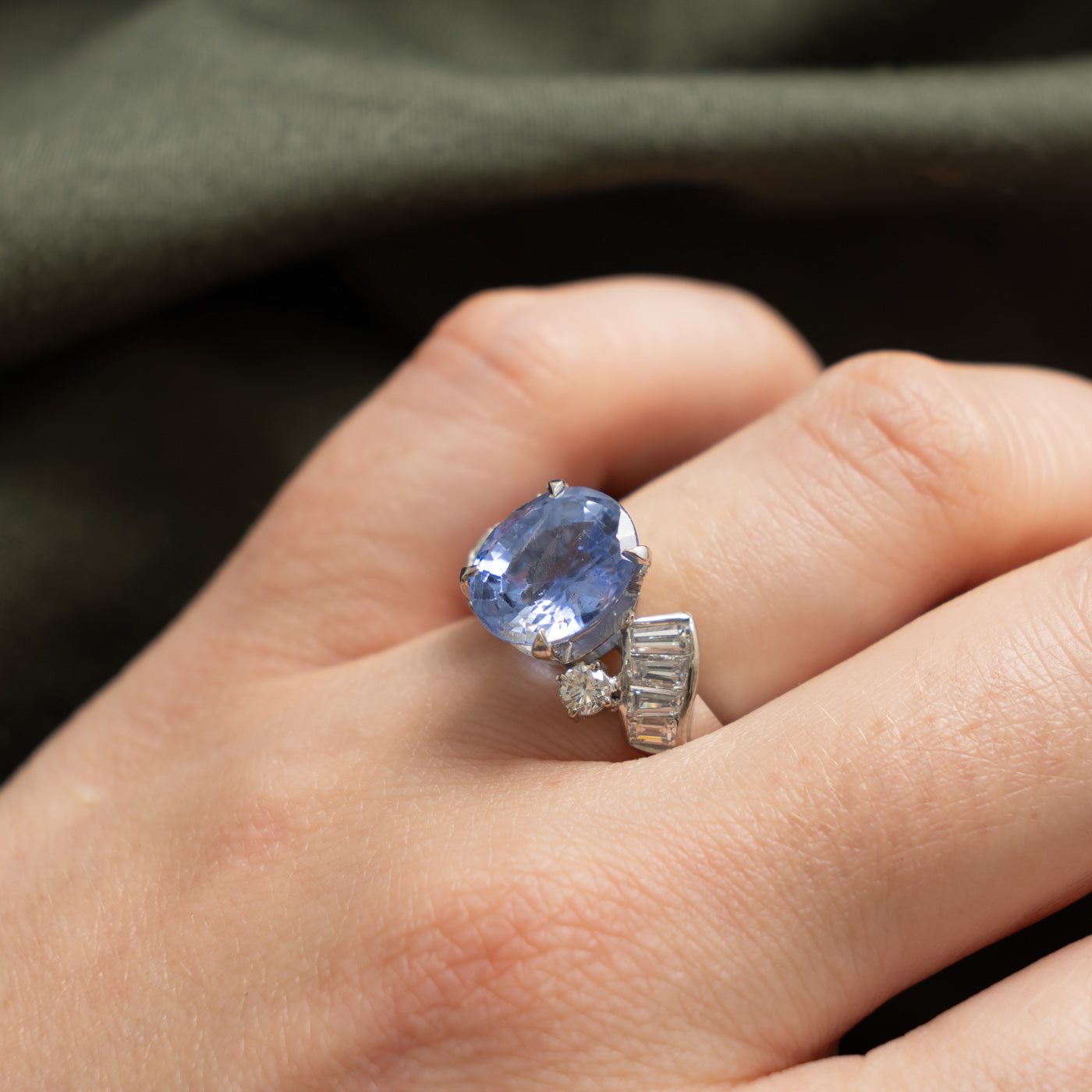 GIA Unheated Ceylon Sapphire & Diamond Ring | GIA 5.49ct, 0.91ctw | Sz 5