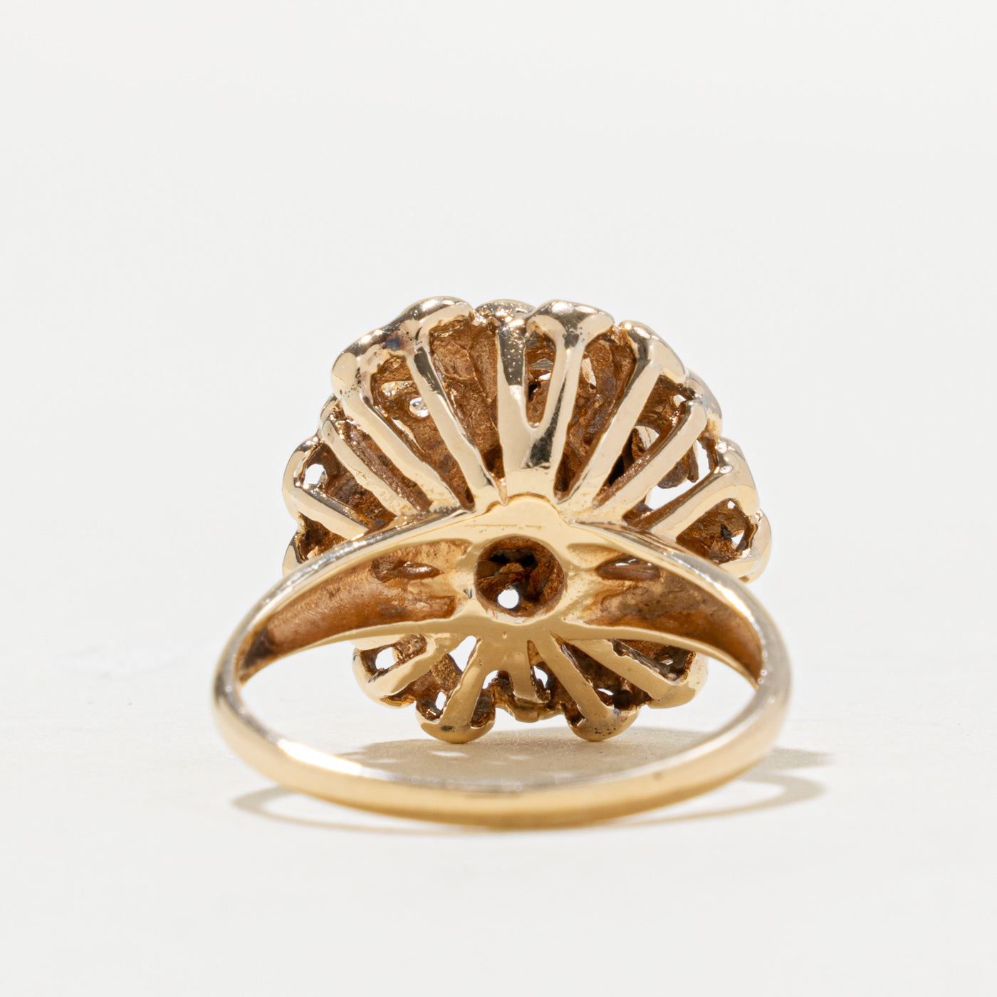 14k Malachite Ornate Floral Cocktail Ring | 3.00ct | SZ 6.75