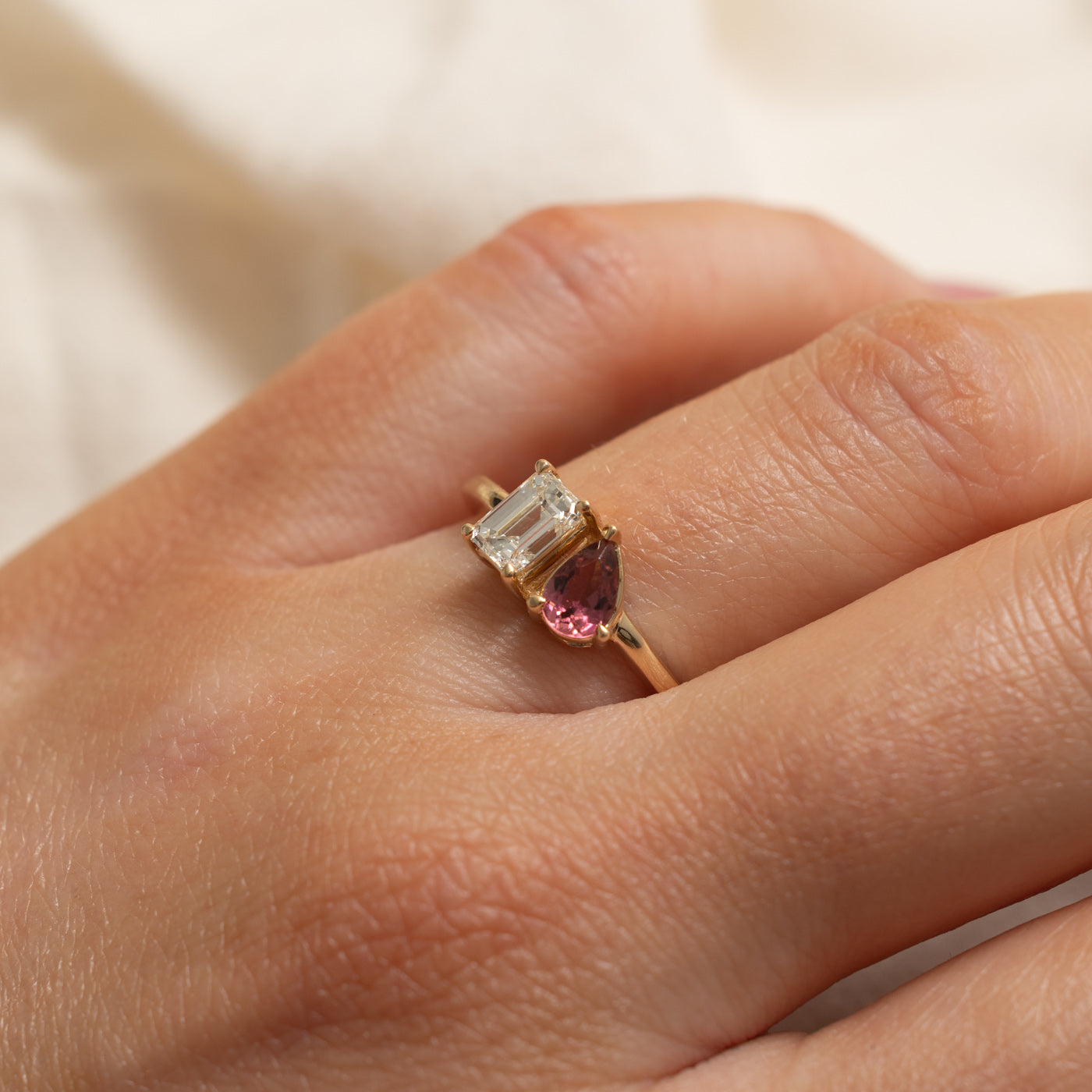 '100 Ways' Diamond and Tourmaline Toi et Moi Ring | 0.66ct, 0.36ct | SZ 7