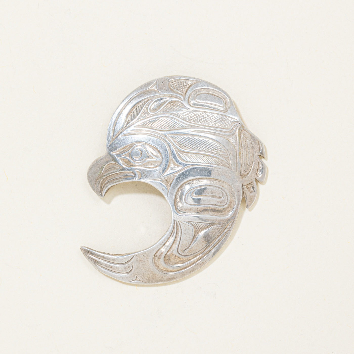 Sterling Silver Indigenous Carved Eagle Pendant