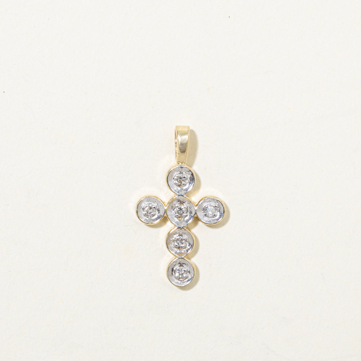 14k Illusion Set Diamond Cross Pendant | 0.09ctw