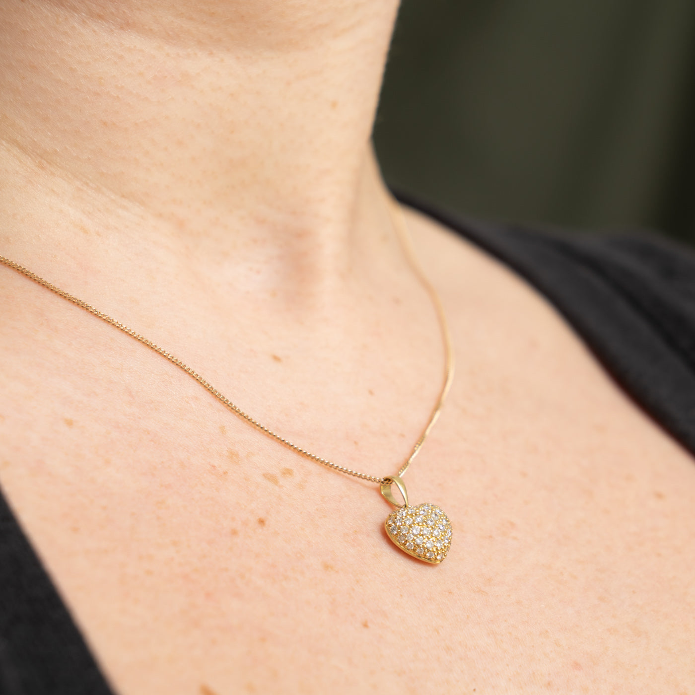 18k Diamond Puffed Heart Pendant | 0.45ctw
