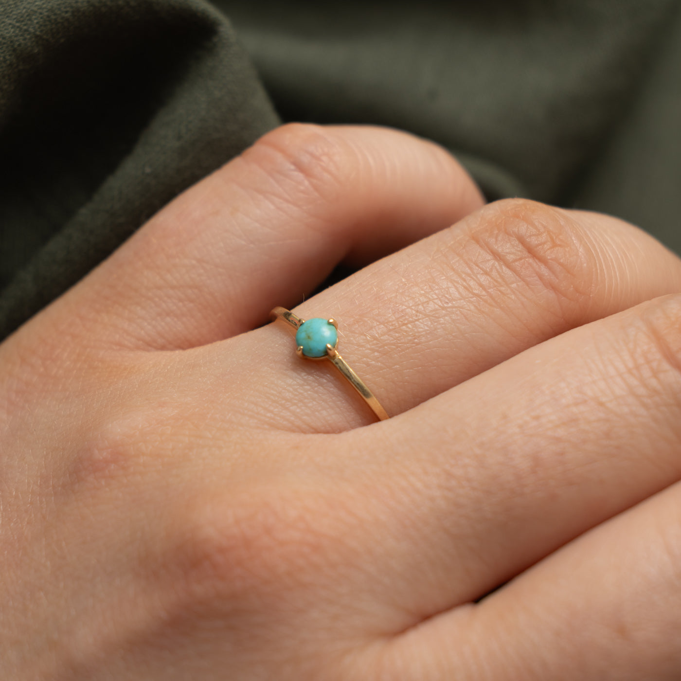 14k Solitaire Petite Turquoise Ring | 0.18ct | SZ 7