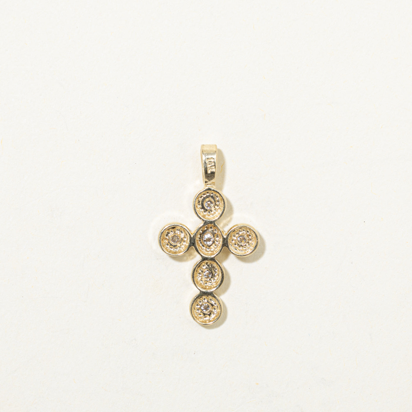 14k Illusion Set Diamond Cross Pendant | 0.09ctw