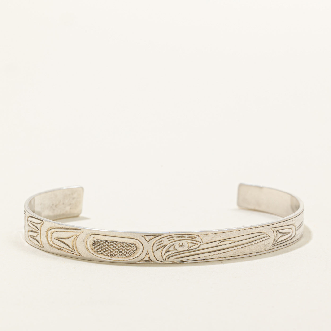 Sterling Silver Indigenous Carved Hummingbird Cuff | 5.5"