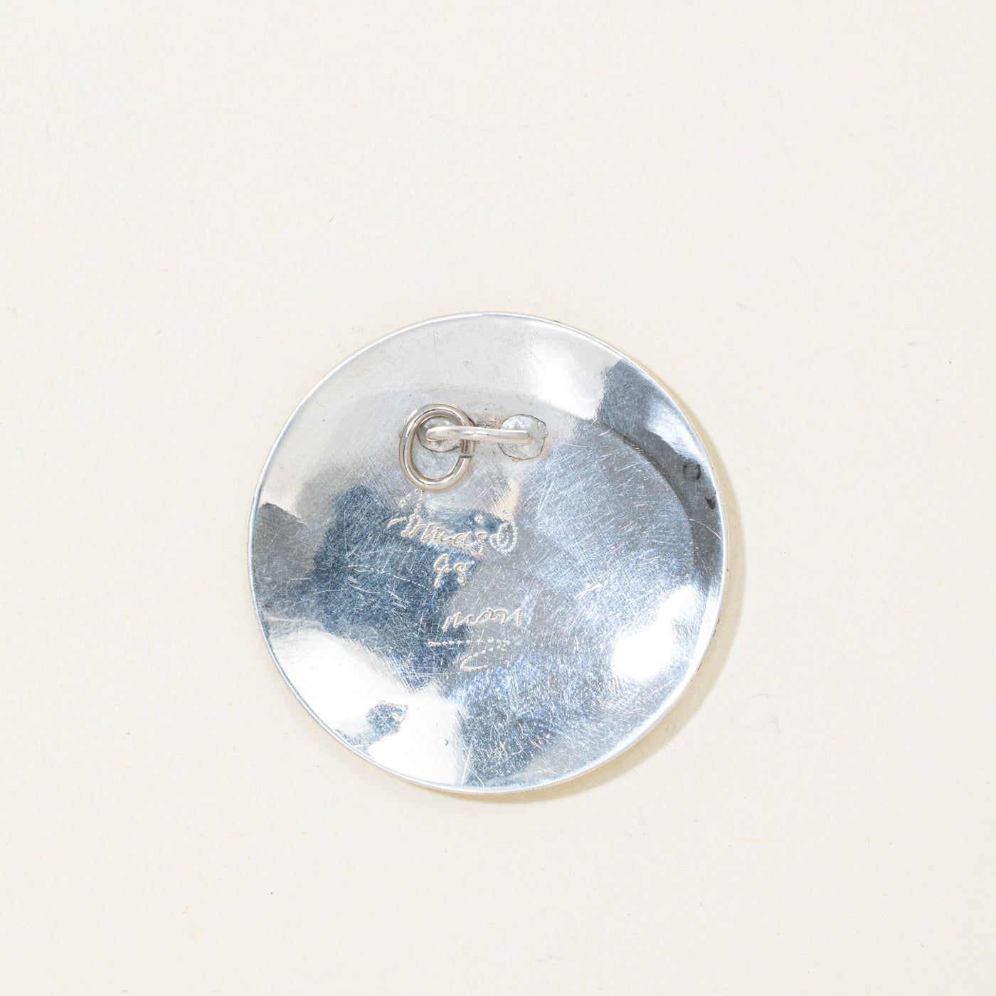'Francis Dick' Sterling Silver Carved Moon Pendant