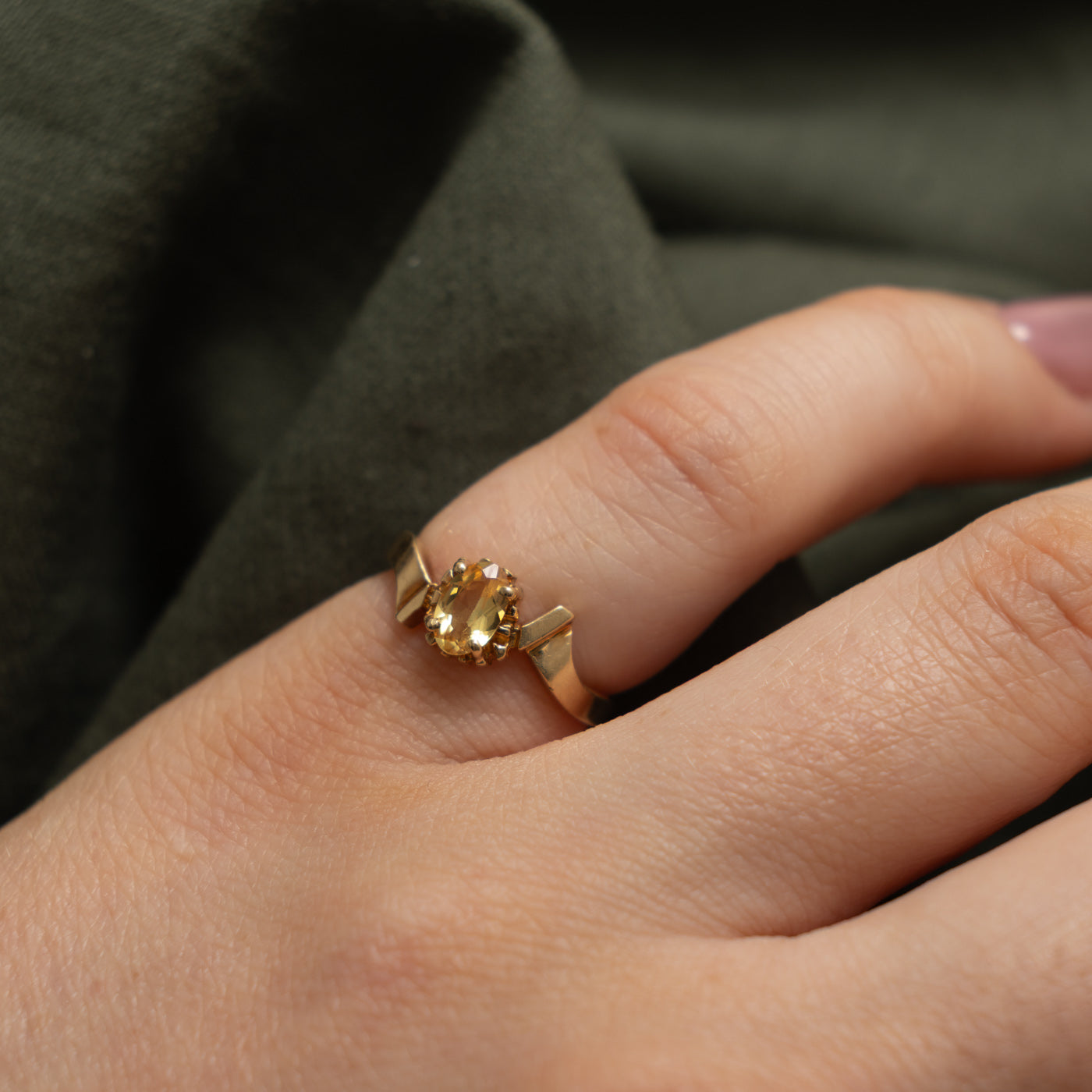 10k Synthetic Sapphire Textured Bypass Ring | 0.40ct | SZ 4.25